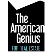 The American Genius logo in white with "For Real Estate" in blue