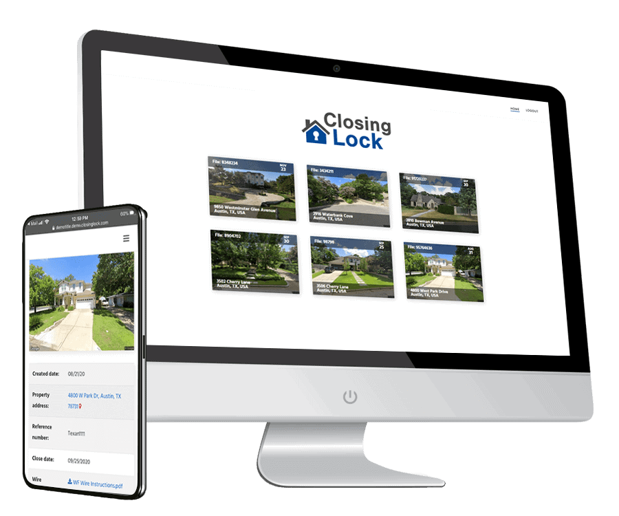 image of ClosingLock website on screen and on cell phone