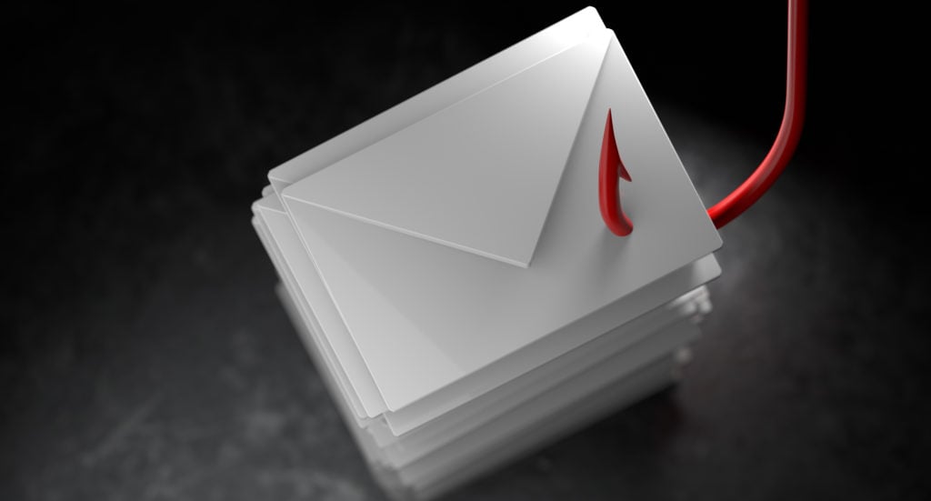 envelopes with a red fishing hook in them